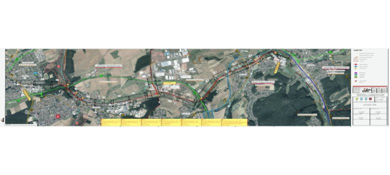 Bildausschnitt Planung Bachbahnradweg Das Bild zeigt einen Ausschnitt aus der Bachbahnradwegeplanung